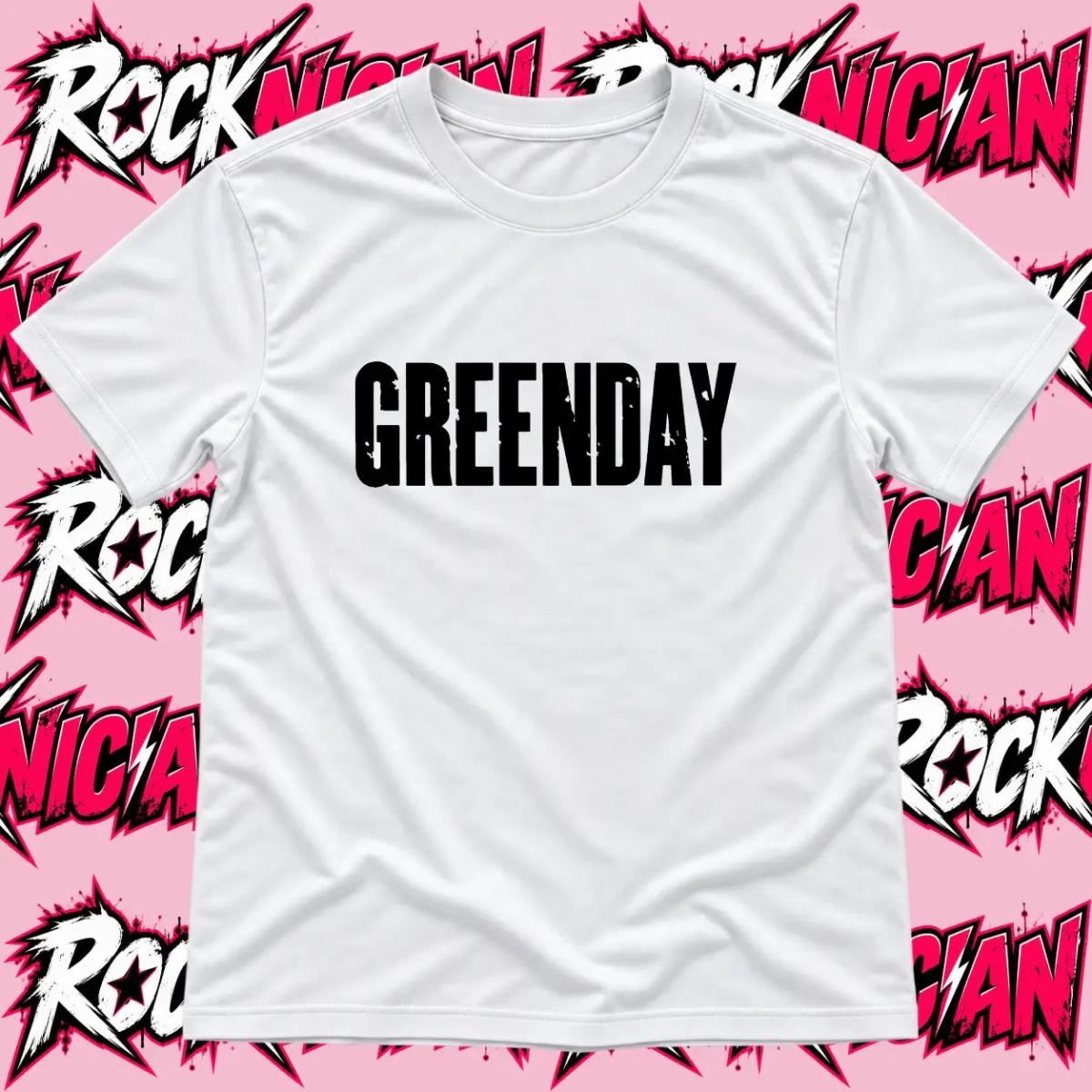 Green Day Distressed Logo - White with Black