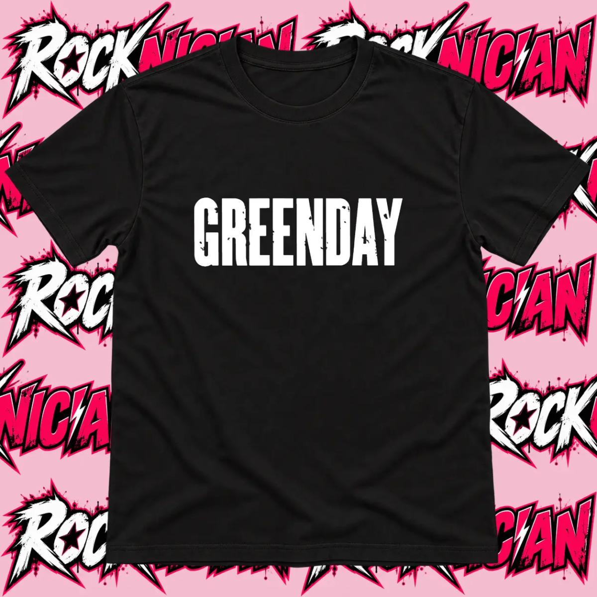 Green Day Distressed Logo - Black with White